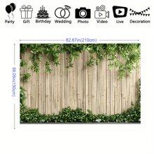 1 件绿木质背景横幅，适用于生日派对装饰、花园装饰、家居装饰、室内外装饰、摄影背景、周年纪念、窗帘、桌布