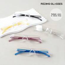 超轻一体式老花镜，透明镜片，防眼疲劳，男女通用设计 - 白色 - 查看 2