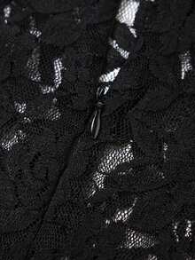 ZIAI Women's Fashion Off-Shoulder Lace Bodycon Dress, Sexy & See-Through - Black - View 6