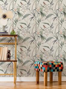 1 卷/45 厘米 * 100 厘米 树枝上的小鸟和树叶，复古插画风格适用于家庭装饰、厨柜、桌椅、房间背景、家庭装修、DIY、防水、防污、易清洁、自粘、即撕即贴壁纸、墙贴、壁纸墙贴房间装饰墙面装饰浴室装饰墙面艺术家居装饰客厅墙纸房屋装饰卧室装饰房间装饰用品客厅装饰壁纸 - 彩色 - 查看 2