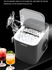 SOKANY Ice Maker Machine, Countertop Ice Maker, 9 Ice Cubes In 6 Mins, 12 KG In 24Hrs, With Ice Scoop And Basket, Portable Ice Cube Maker Machine For Home/ Kitchen/ Office/ Bar