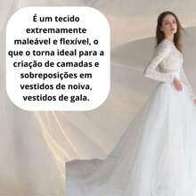 Tulle Fabric Bride Shine French Tulle 1.00 X 3.20 Meters Crystal Tulle - 白色 - 查看 4