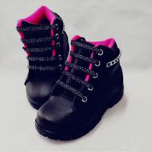 Bota Preto/Pink Strass Menina Estilo e Qualidade - Preto - Visão 3