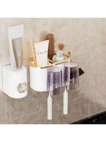 1 conjunto de porta-escovas de dentes e copo, organizador criativo para escovas de dentes e enxaguantes bucais, para pendurar na parede, para organização de banheiro, decoração para casa e banheiro, verão, volta às aulas