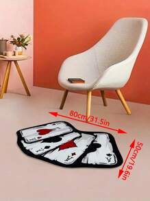 1 件可爱 Ins 风格扑克牌图案地毯，1000g 天鹅绒 + TPR 防水底，时尚有趣的蓬松防滑耐磨不规则形状床边地毯，适用于客厅、卧室、厨房、浴室、洗衣房、游戏室、女孩/男孩房间装饰、家居装饰、所有季节