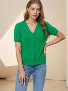 GIGOGOU Cardigan aéré court en tricot fin pour femme, Top t-shirt casual pour dames