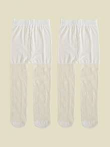 2 件装女童星星印花紧身裤，弹力纯色紧身裤，适合日常穿着，春夏季