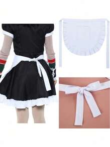 1 件白色围裙裙，角色扮演服装，腰围裙，适合女士、女孩、厨房、派对、儿童