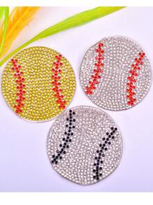1pc Sparkling Rhinestone Baseball Patch - DIY Clothing, Shoes, Hats Accessories - Holiday Decoration, Sports Enthusiasts Decor - Multicolor - View 2