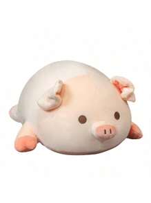 1 pieza 2025 Nueva almohada de peluche adorable de cerdo, muñeco de peluche de cerdo acostado, almohada de muñeco de peluche de cerdo, muñeco de peluche de cerdo redondo y rosa adorable para decoración del hogar, gran regalo para chicas, cumpleaños, Navidad, Año Nuevo