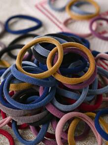 50 件女士百搭发圈套装，黑色和彩色，韩式，高弹力无损橡胶发圈马尾辫固定器 - 彩色 - 查看 2