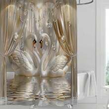 1pc Printed Shower Curtain, Waterproof Shower Curtain With 12 Plastic Hooks, Machine Washable Bathroom Divider Bathtub Curtain, Bathroom Decorative Window Curtain Bathroom Accessories