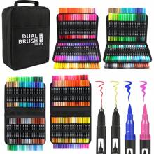 Bộ bút lông hai đầu 72-168 màu, bút lông nghệ thuật đầu trung bình dùng để vẽ, viết thư pháp, viết nhật ký và viết chữ tay - Nhiều màu, không thấm nước, có thể giặt được, lý tưởng cho bề mặt nhựa, thích hợp cho học sinh, làm quà tặng Lễ Tạ ơn, Giáng sinh, Năm mới - Nhiều màu - Xem 2
