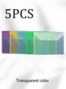 Thickened Random Color File Bags A4 Transparent Waterproof Snap Button File Bags Large Capacity Office Data File Bags Student Paper Bags, Back To School Supplies, Kawaii Stationery, School Colors, Stationery - Multicolor - View 16