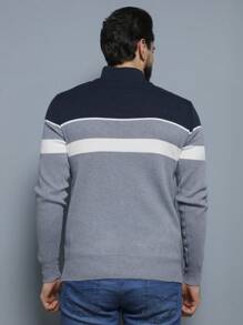 Men's Knitted Sweater Round Neck Autumn Winter Cold Weather Top - 淺灰色 - 查看 3
