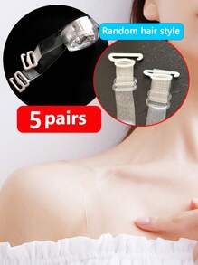 [2 pares/5 pares] Juegos de tirantes de sujetador transparentes y ajustables - Anchos, antideslizantes, invisibles para lencería - Multicolor - Ver 17