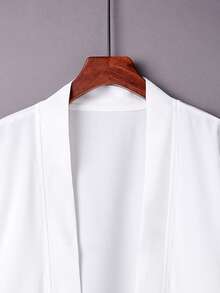 Japanese Style Solid Color Versatile Mid-Length Windbreaker Cardigan, Chinese Style Long Lapel Hanfu Cosplay Sunscreen Coat, Kimono