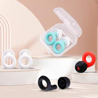 1pair Noise-Isolating Silicone Earplugs For Sleeping, Napping, Dormitory, Anti-Noise, Silent Hearing Protection, Swimming, Waterproof Earplugs