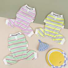 New Spring/Summer Pet Clothes, Cat Casual Wear, Air Conditioning Cat Clothes, Dog Four-Leg Clothes, Apparel, Animal Costumes, Small Dog Clothes, New Casual Wear, British Style Animal Outfits, Breathable Sports Clothes With Leash Buckle - Yellow - View 3