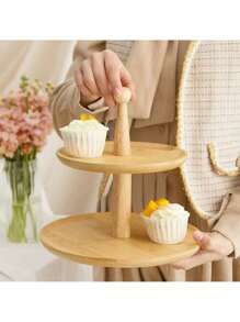 1 件木制甜品展示架下午茶小吃托盘蛋糕拼盘高美感客厅收纳盘 - 木質色 - 查看 4
