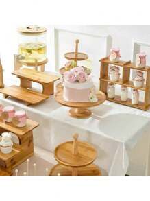 1 件木制甜品展示架下午茶小吃托盘蛋糕拼盘高美感客厅收纳盘 - 木質色 - 查看 8