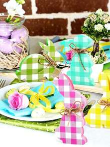 1 pièce Décoration de lapin de Pâques, ornement de table en bois, décoration de fête et de maison