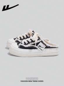 1 Pair WARRIOR Brand Women's Canvas Sneakers, Low-Top Casual Outdoor Flat Shoes, Breathable Summer Skateboard Shoes, Versatile Lightweight Comfortable Canvas Shoes, Fashion Street Style - Black - View 3