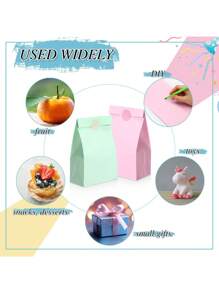 12个装 8英寸马卡龙彩色纸质派对礼品袋，粉彩色纸质礼品袋，彩色糖果纸袋，彩虹礼品袋，带提手彩色礼品袋，小号带提手纸袋，马卡龙彩色礼品袋，高品质可重复使用礼品袋 - 彩色 - 查看 8