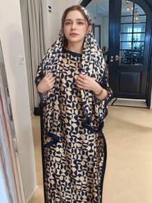 1 套女士春夏斑马印花雪纺沙滩罩衫、泳衣披肩、缎面和服长袍 + 头巾，适合旅行和日常使用