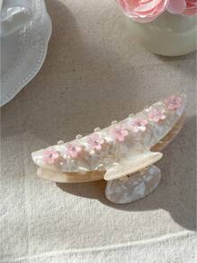 OUSEON 米色发夹，饰有3D粉色花朵水钻，优雅闪亮的发爪夹，适合女性和女孩，复古婚礼派对日常发饰礼品，发夹，发卡，发夹，发抓夹，发夹，抓发夹，秋冬花朵发夹，适合度假装扮，夏季女士 - 彩色 - 查看 9