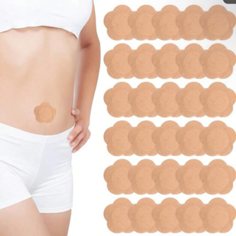 10/20/50/100片装蓖麻油肚脐贴，自粘式蓖麻油贴片，水刺布材质，高吸水性蓖麻油肚脐贴，含棉，不含蓖麻油（肤色）
