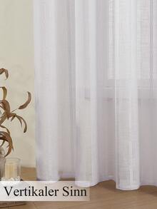 VEHEDE 2 Teli Tendine in lino bianco semi-trasparente per soggiorno, tendine in lino con texture ricamata per camera da letto - Bianco&Bianco - Visualizzare 2