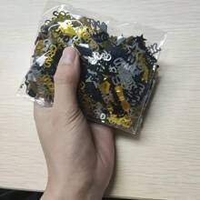 [1 Paquete] Confeti de fiesta de graduación- Diseño de birrete y diploma de graduación en negro y dorado, fondo decorativo y esparcir para fotografía de la fiesta - Multicolor - Ver 6