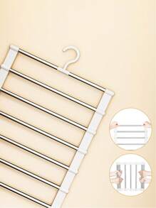 2pcs Stainless Steel Pants Rack, Multi-Layer Seamless Storage Pants Rack, Multifunctional Pants Rack, Cloud Ladder Hanging Pants Folding Pants Rack, Multi-Layer Folding Pants Hanger, Suitable For Wardrobe, Wardrobe Storage And Wardrobe Storage Pants Rack, Anti Slip, Can Store Pants, Jeans, Skirts, Scarves, Leggings