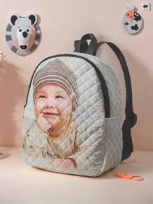 1pc Customizable Rhomboid Backpack, Can Be Customized With Your Unique Design, Suitable For Children And Teenagers, Can Print Your Own Photo Or Friend/Sibling's Photo As A Gift, Multi-Functional, Ornamental, Letter, Stylish, Modern, Colorful, Cute, Adorable, Casual, Custom, Personalized, Unique, Customized, Ideal Gifts For Him, Ideal Gifts For Her