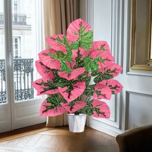 1pc New Elegant Artificial Yin Yang Taro, Suitable For High-End Indoor/Outdoor Decor, Perfect For Year-Round Office, Wedding, Yard, Photography, Garden, Photography And Seasonal Celebration Artistic Decoration, Tropical Green Plant Decor For All Seasons