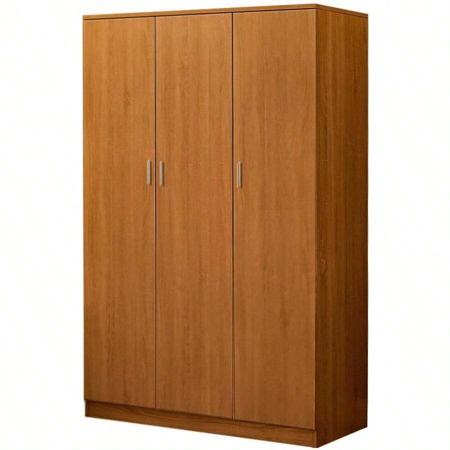Panana 3 Door Wardrobe With Hanging Rail, 6 Shelves Storage Cupboard Closet, Triple Wardrobe For Bedroom Furniture (Brown) - Brown - View 1