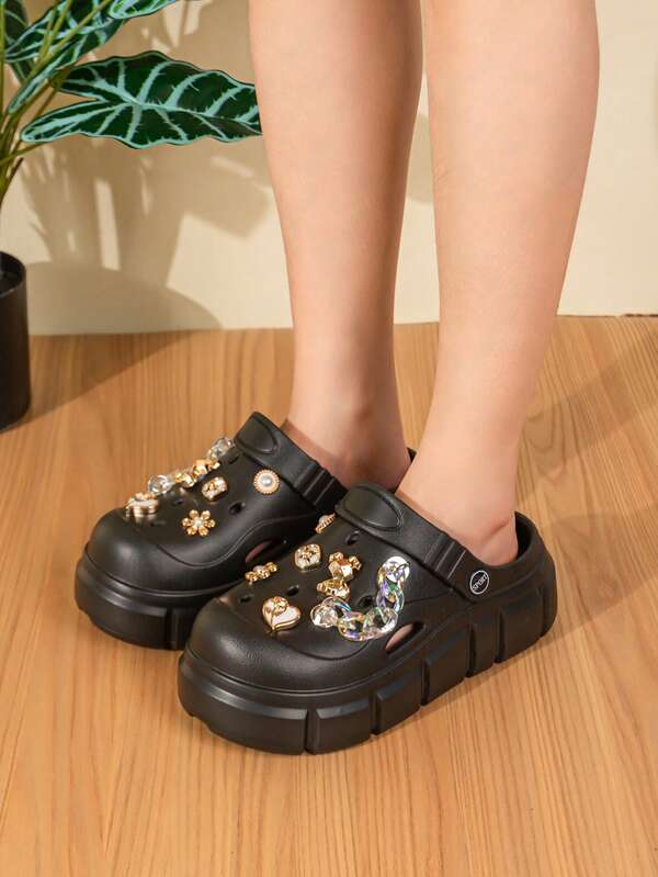 Women's Outdoor & Commuter DIY Hollow Slippers, Versatile High Elastic Odorless EVA Integrated Design, Fashionable Non-Slip Wear-Resistant DIY Hollow Slippers, Shock-Absorbing Soft Comfortable Deodorizing