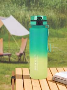 1pc 500ml/650ml/1000ml Large Capacity Gradient Color Plastic Water Bottle, Outdoor Sports Water Cup, Directly Drinkable Water Bottle, Convenient To Hold - Yellow Green - View 6