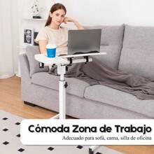 Mesa para Laptop con Ruedas Y Altura Ajustable, Soporte Para Computadora Altura Ajustable Con Ruedas, Mesa Móvil Regulable En Altura Con Ruedas, Escritorio De Estudio Mesas Laterales Mesa De Reunión Mesa Centro Mesa Para Laptopaltura Ajustable, Mesa para Sala y RecáMara, Mesa Plegable de Gran Superficie para Computadora, Tallas de L60xW45xH60~95(cm) - Negro - Ver 8