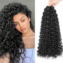 Curly Crochet Hair 14/18/24inch GoGo Curl Crochet Hair For Women Natural Black Deep Wave Braiding Hair,Synthetic Bohemian Crochet Braid Water Wave Crochet Hair Extensions(1B#) - Black - View 10