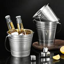 304 Stainless Steel Ice Bucket, Ice Bucket, Ice Tongs, Portable Ice Bucket, Convenient Ice Bucket, Long Cold Storage Time, Thickened Material, Multi-Purpose Portable Bucket, Portable Bucket, Gift For Father - Multicolor - View 4
