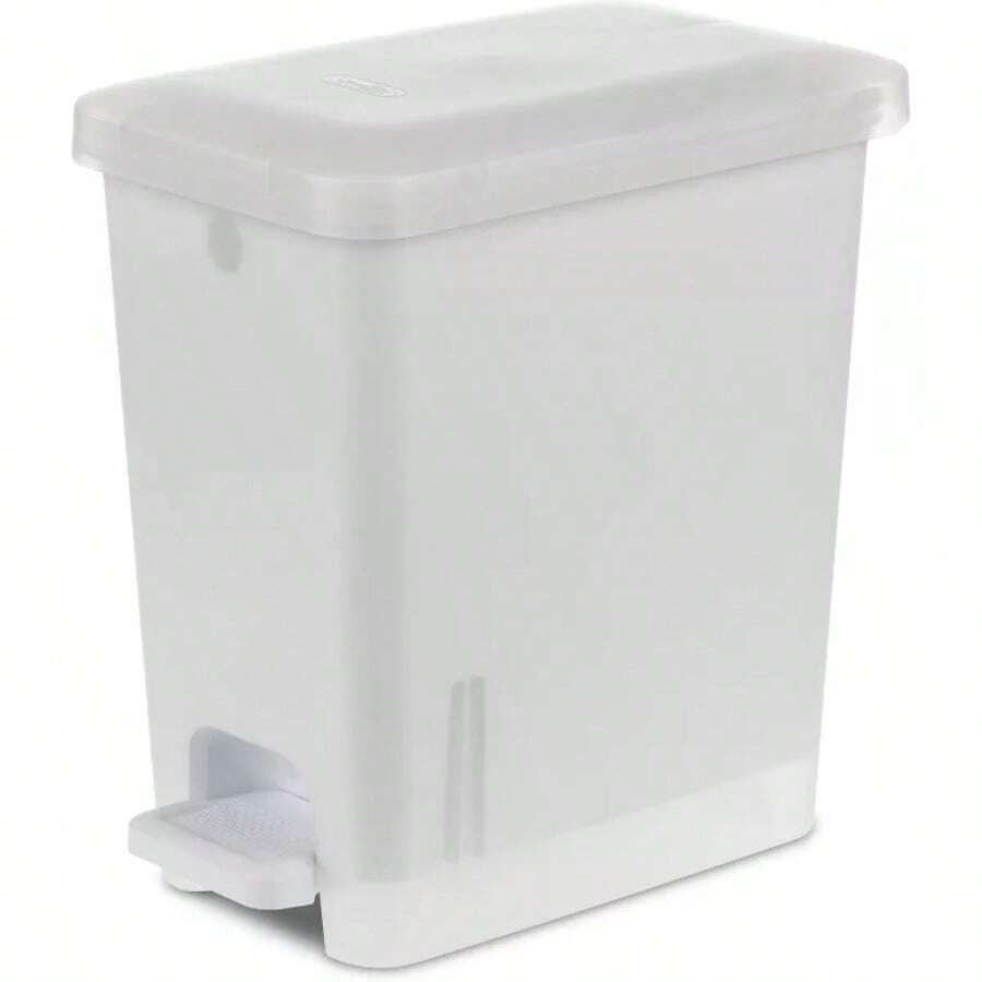 2.7gal Step Trash Can Clear : Small Pedal-Operated Lid, Bathroom Garbage, Indoor Rectangle, Textured Plastic