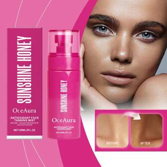 Zelfbruinende mist, stralende zelfbruinende gezichtsmist, instant zongebruinde gloed, productie, zonnebrand & lichtgevoelige botanische extractspray