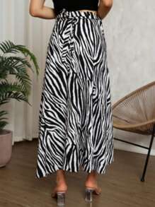 VISCOLINHO WRAP SKIRT WITH ZEBRA SLIT LINING - 斑馬 - 查看 3