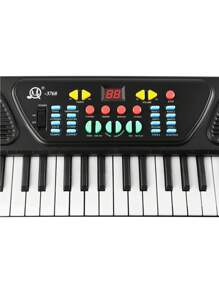 Teclado de piano musical digital de 37/61 teclas, instrumento musical electrónico portátil, teclado multifuncional con micrófono como regalo (Negro) - Negro - Ver 11