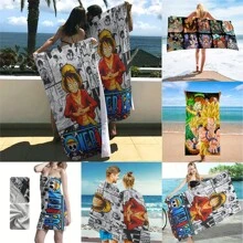 1 pieza Toalla de playa con diseño de anime Bandai, manta de playa de microfibra súper suave y sin arena, súper absorbente para viajes, natación, buceo, surf, yoga, camping, accesorios y artículos esenciales de playa