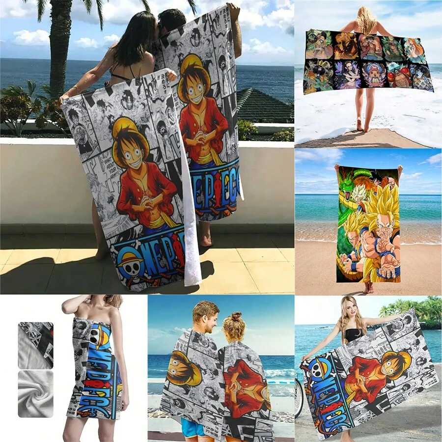1 pieza Toalla de playa con diseño de anime Bandai, manta de playa de microfibra súper suave y sin arena, súper absorbente para viajes, natación, buceo, surf, yoga, camping, accesorios y artículos esenciales de playa