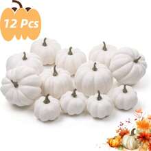 12Pcs Halloween Pumpkin, Halloween Pumpkin Simulation Decorations, Scene Setting, Atmosphere Decoration Props, No Candy Or Mischief, Decorative Pumpkins, Indoor Halloween Decorations, Outdoor Pumpkins On The Porch - White - View 6
