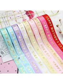1 Rolle, 5 Yard Muttertagsband Glücklicher Muttertag blau, weiß & rosa Band zum Geschenkeverpacken, Muttertag, Valentinstag, Party Geschenke, Bänder für Blumensträuße, Bastelbedarf, Stoffe, selbstgemachte Hochzeitsbouquets Material, Geschenkverpackungsmaterialien